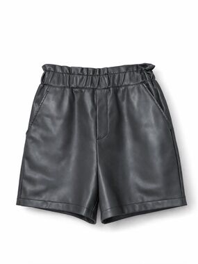 Bagatelle Collection Black Faux Vegan Leather High-Waist Paperbag Shorts